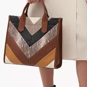 Kyler large tote chevron patch NWT